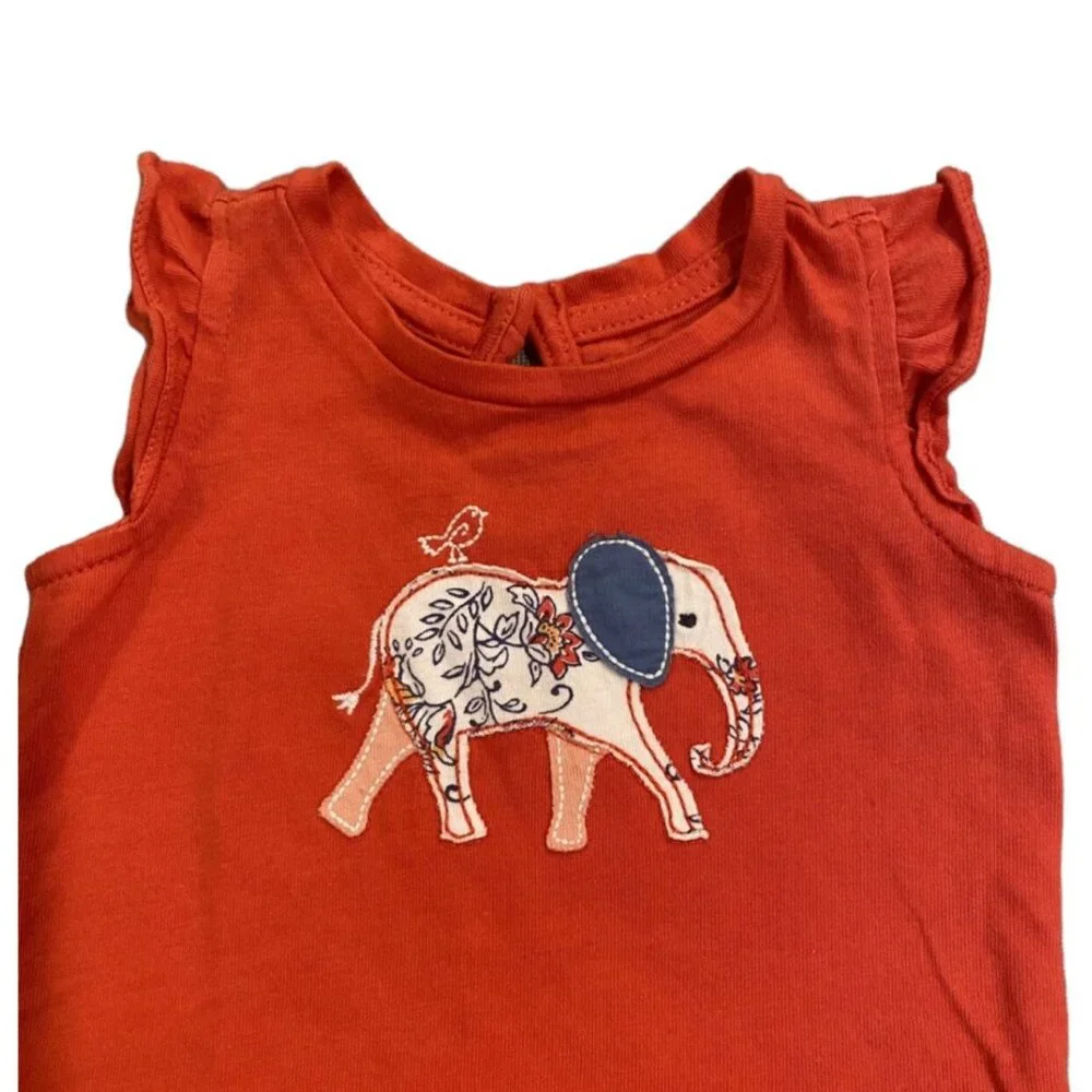 Baby Gap 3-6m Red Elephant Appliqué Bodysuit Onesie